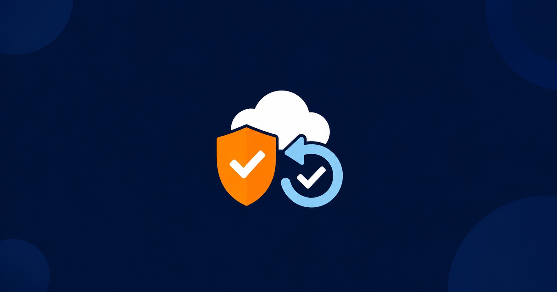 Website backup restore testing with cloud, shield and restore icons